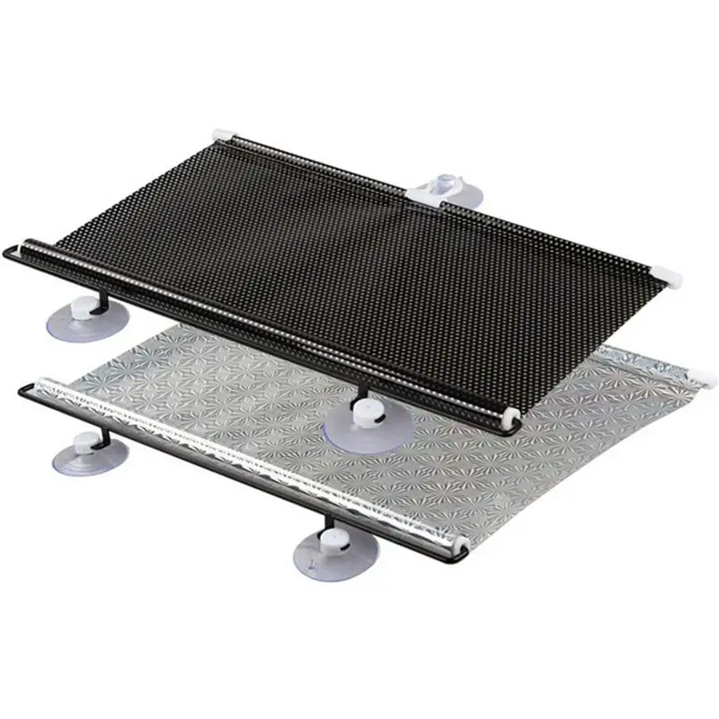 

Sun-block PVC Car Window Roller Shade Heat Insulation Durable Car Sunshade Automatic Expansion Contraction Sunshade Black Laser