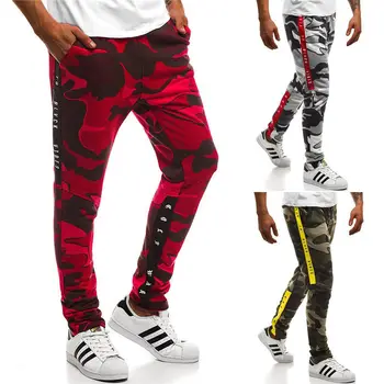 

2019 New Style Fashion Hot Men's Track Pants Casual Casual Bottom Patchwork Camouflage With Pocket Trousers