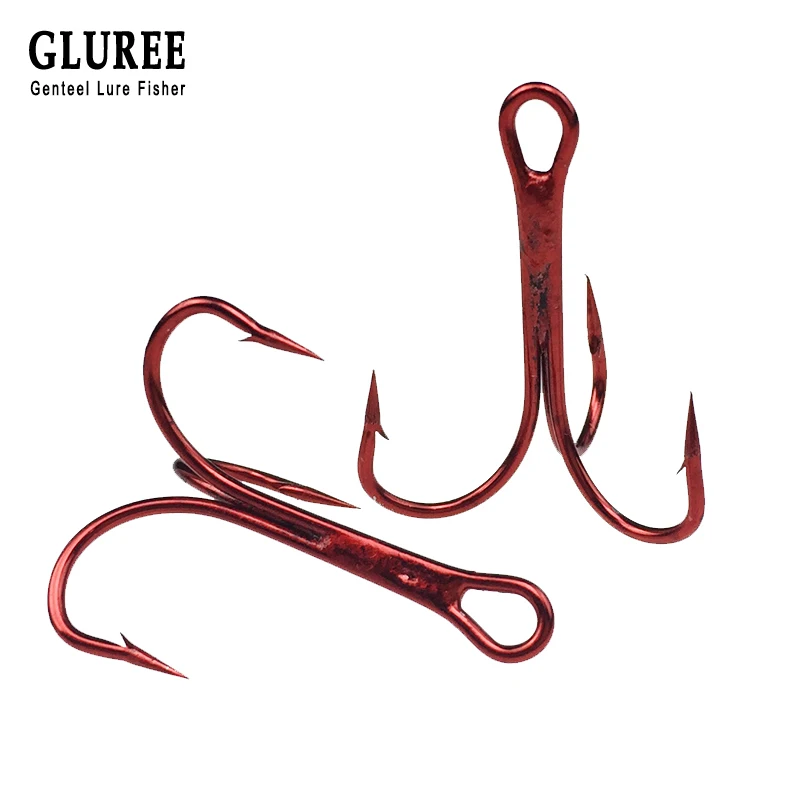 GLUREE 30 шт./лот 10 #12 #14 # красный никелевый тройной крючок из высокоуглеродистой
