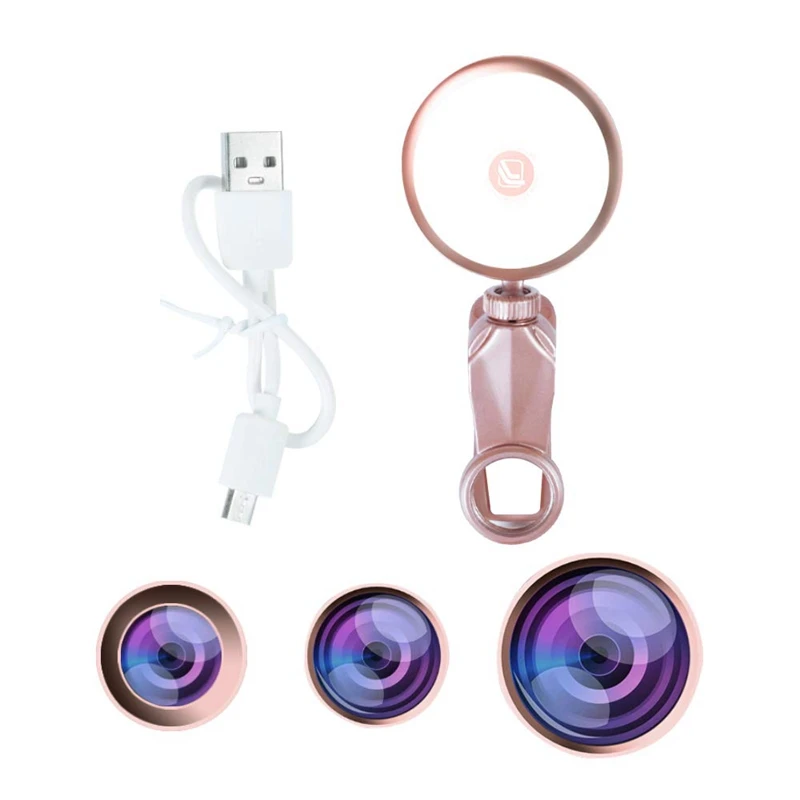 

Selfie Ring Light With Hd Fisheye Wide Angle Macro Lens Flash Led Camera Phone Photography For Iphone Samsung Tablet Laptop