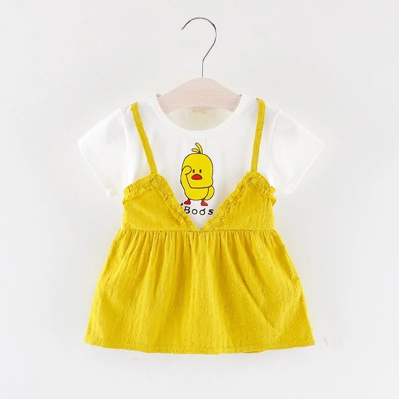

Summer New Duck Printed Casual Children Kids Baby Dresses Clothing Girls Short-sleeved Cute Soft Cotton Clothes Princess Dress