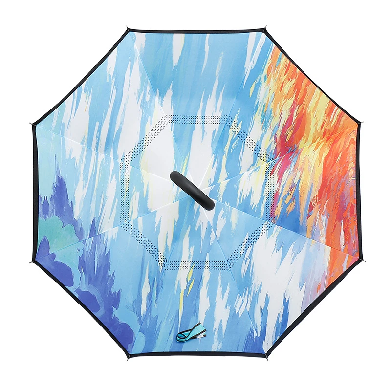 Творческий складной обратный двухслойный зонтик перевернутый ветрозащитный дождь автомобиль Standable C ручкой Защита от солнца человек для женщин Parapluie Зонты