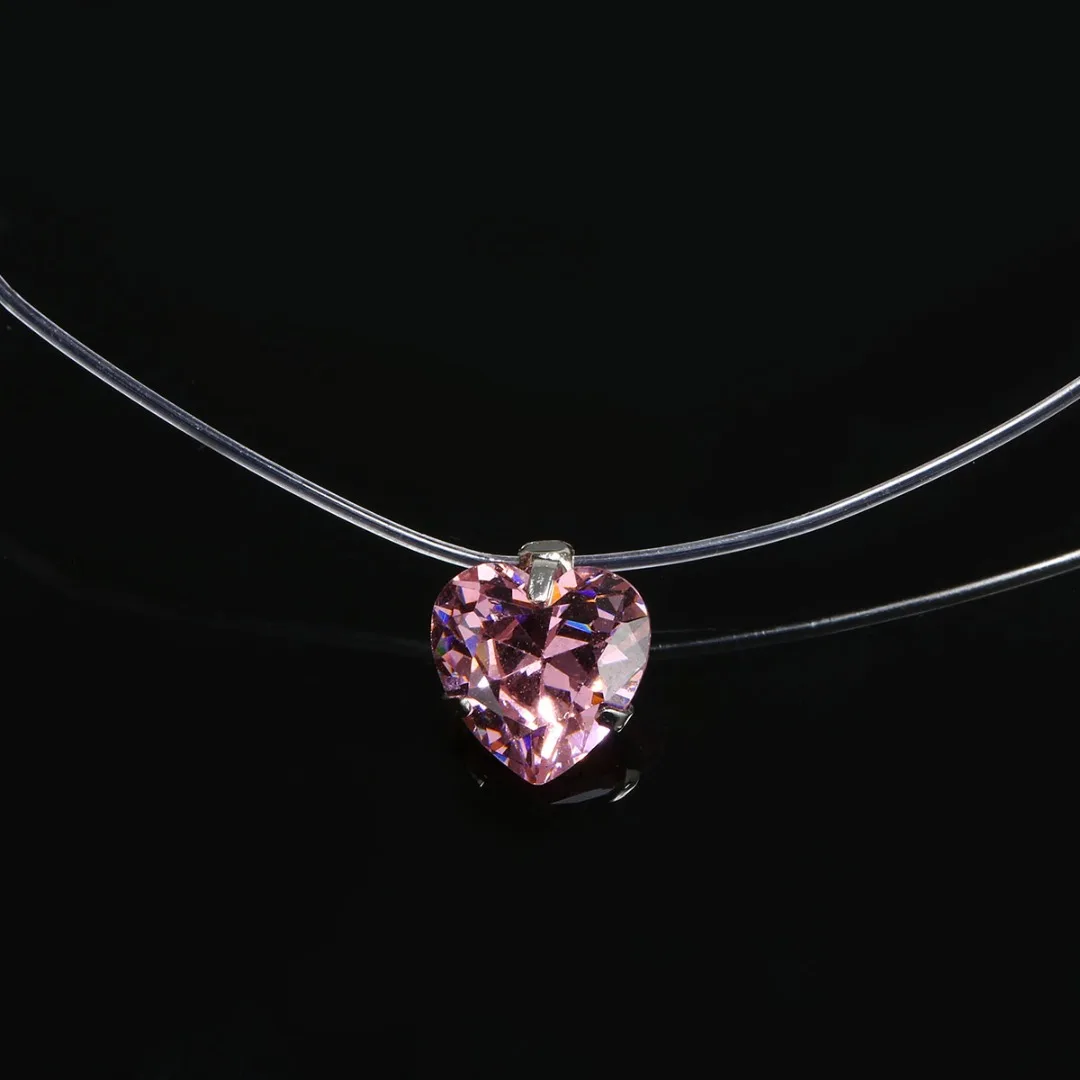 Модный, элегантный, Кристальный кулон в форме сердца ожерелье рыболовная леска невидимая Женская цепочка на ключицы ожерелье простое ювелирное изделие подарок