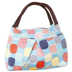 Дизайн с принтом женская сумка для обеда мешок (синие квадраты)
