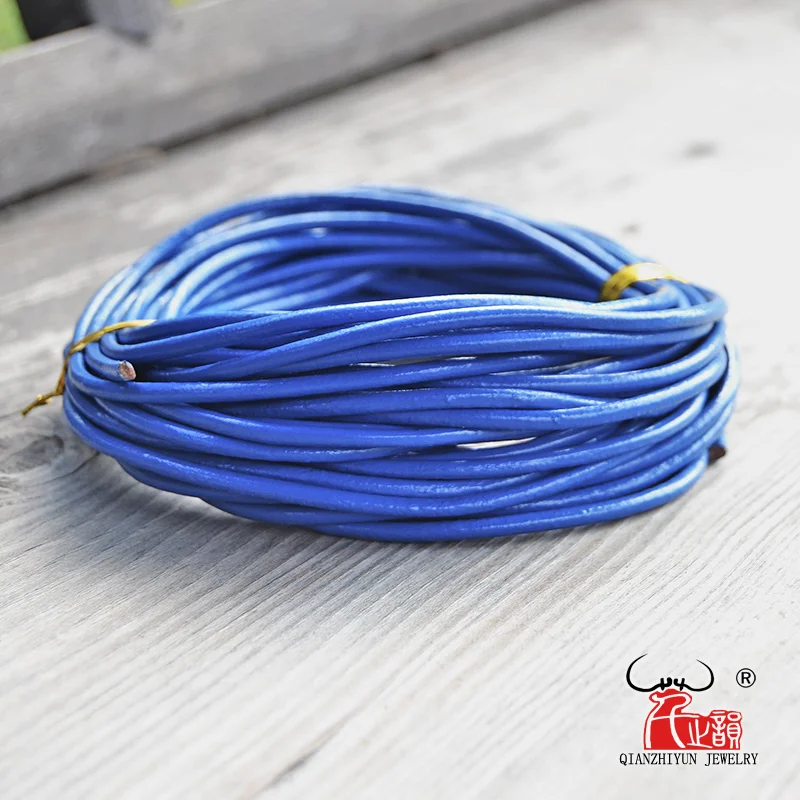 10 м натуральный шнур из натуральной кожи 3 мм круглая веревка для DIY Ожерелье Браслет Ювелирный шнур черный, белый, коричневый, синий