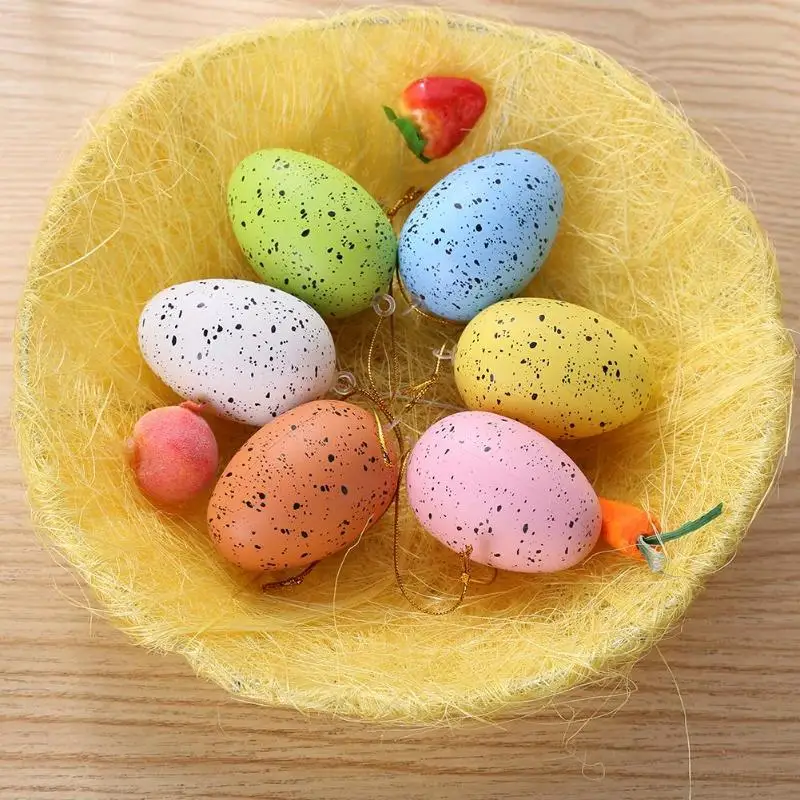 

6pcs DIY Easter Egg Pendant Toy Kindergarten Handmade Gifts Festival Home Hotel Decor Plastic Party Toys for Children Ornament