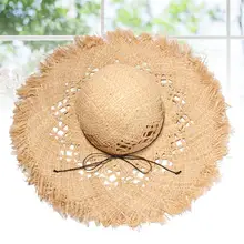 1 шт., Женская Повседневная бумажная соломка ручной работы, шляпа с широкими полями, солнцезащитная Кепка, летние шляпы от солнца, пляжная кепка