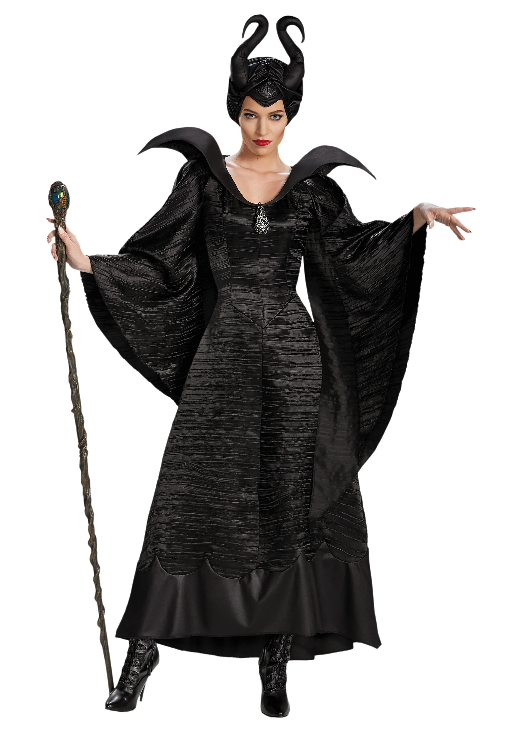 Взрослый костюм малефисенты злая ведьма черное крестильное платье