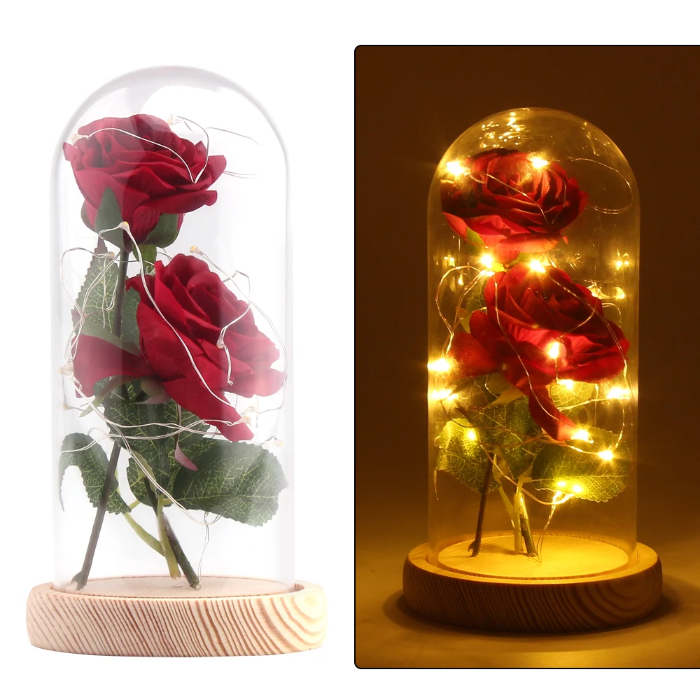 Led Lights Decoration Artificial Rose Romantic Decor Flower Led String