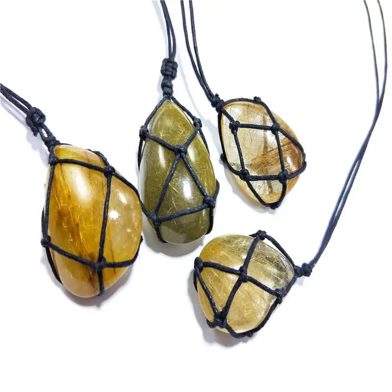 

High Quality Natural Crystal Rough Resist Insomnia From Radiation Unique Car Accessories Pendant Wearing Woven Necklace