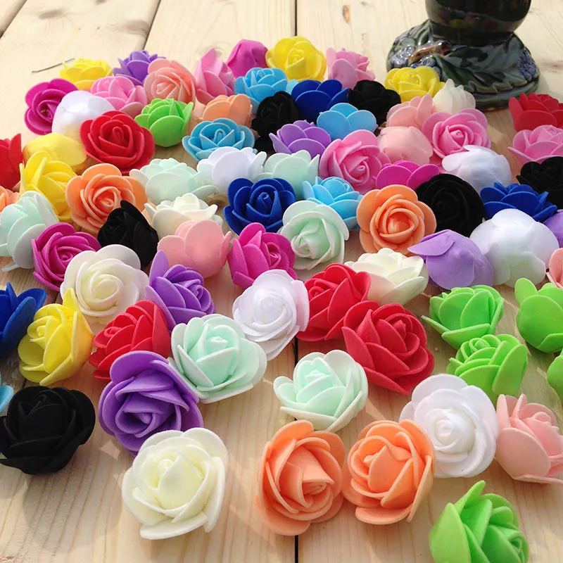 

50Pcs 3.5cm PE Mini Artificial Flowers For Home Wedding Decor Accessories Fake Foma Scrapbooking Bubble Bears Decorative Flower