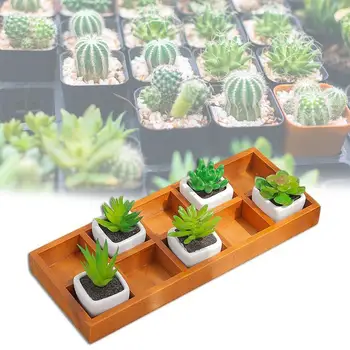 

Square Wooden Pattern Succulent Plant Flower Pot Plant Containers Nursery Plant Desktop Adorn Box Home Office Decor