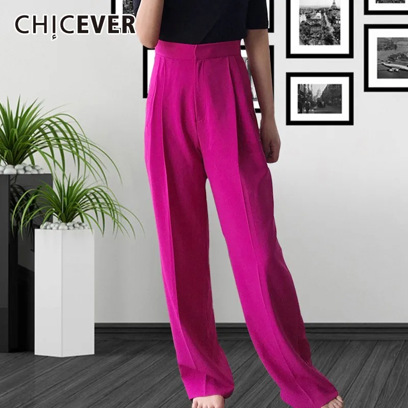 

CHICEVER 2019 Spring Women's Pants Female High Waist Loose Casual Thick Trouser For Women Wide Leg Pants Fashion Elegant Tide