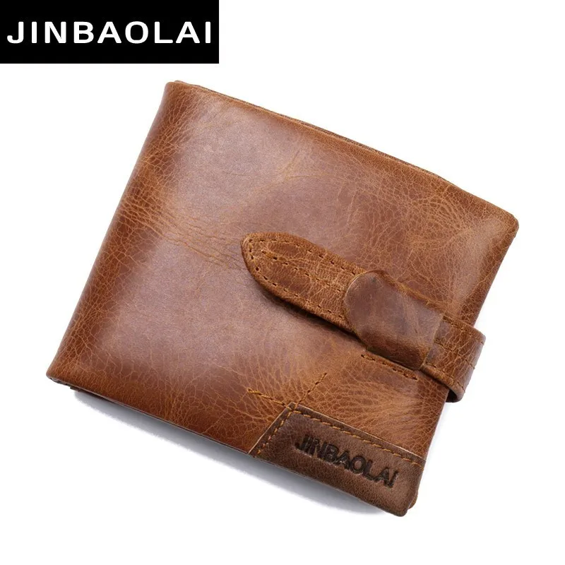 

JINBAOLAI Luxury Genuine Leather Men Bifold Wallet ID Card Holder Coin Purse With Zipper Male Wallet Brand High Quality 2017 New