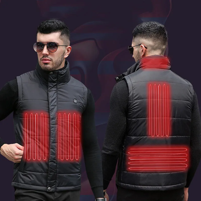 

New Arrived Electric Heated Front/Back Both Heating Man Jacket Vest Waistcoat Coat Feather Thermal Softshell Jacket