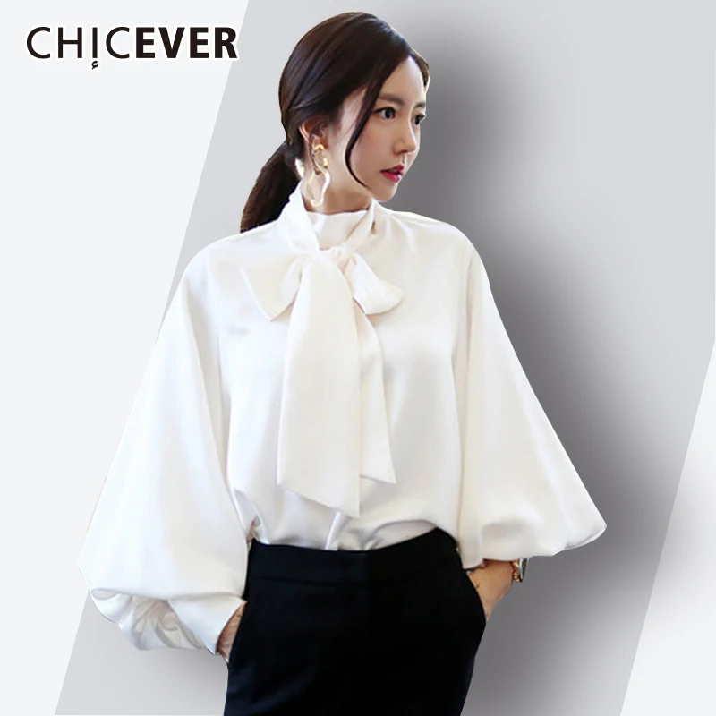 CHICEVER Bow Blouses For Women 2018 Autumn Female Top