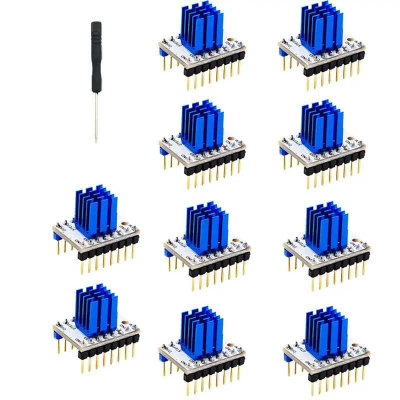 

10 pcs. TMC2208 V1.0 Stepper Motor Driver Module Controller Incl. 10x Heat Sink 1x Screwdriver 3D Printer Accessory Set