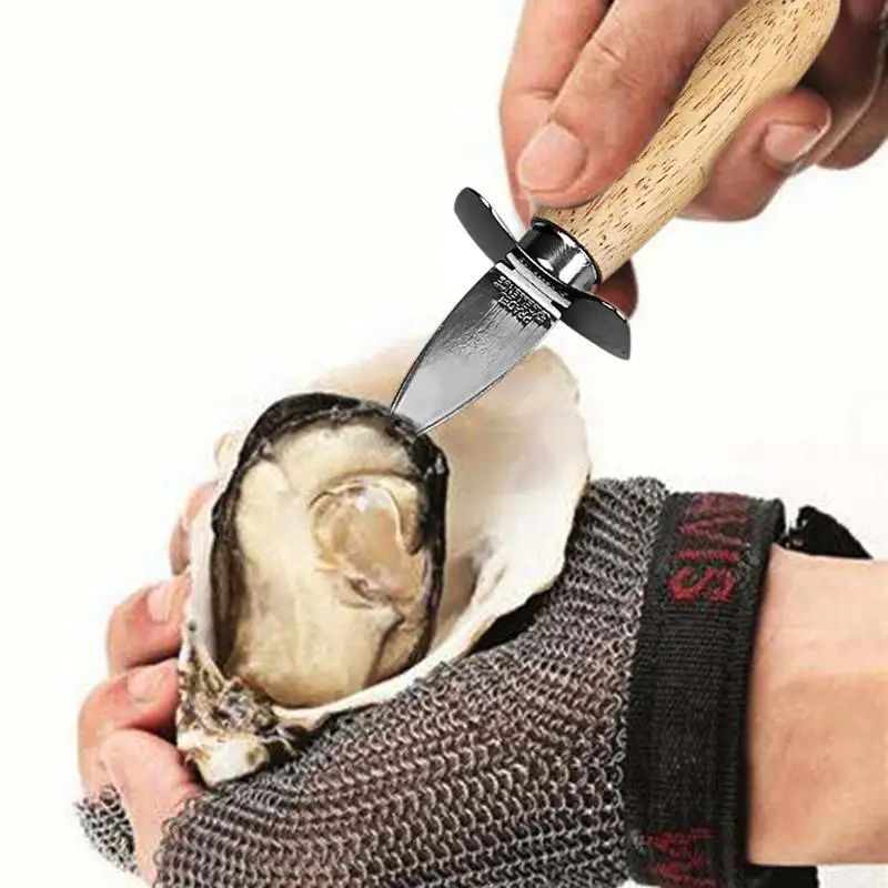 

1pc Stainless Steel Wooden Handle Oyster Knife Sharp-edged Shucker Shell Seafood Opener Tool Multifunction Utility Kitchen Tools
