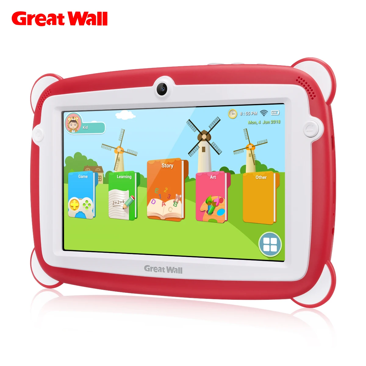 Great Wall K701 Kid Обучающий планшет ПК 7 ''1024*600 ips Android 8,1 ips RK3126C четырехъядерный 1 ГБ 8 ГБ двойной Cam wifi BT Tsblets