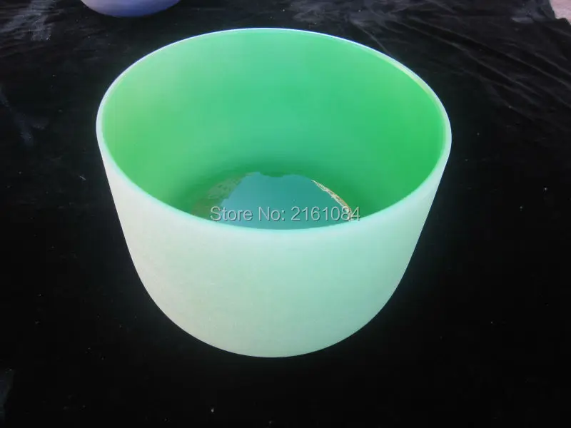 11&quot Green Color F Note Heart Chakra Frosted Quartz Crystal Singing Bowl with free suede and o-ring | Спорт и развлечения