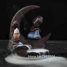 Супе Милый Маленький Будда и маленький монах ладан курильница с обратным потоком горелки для офис чайхана Декор