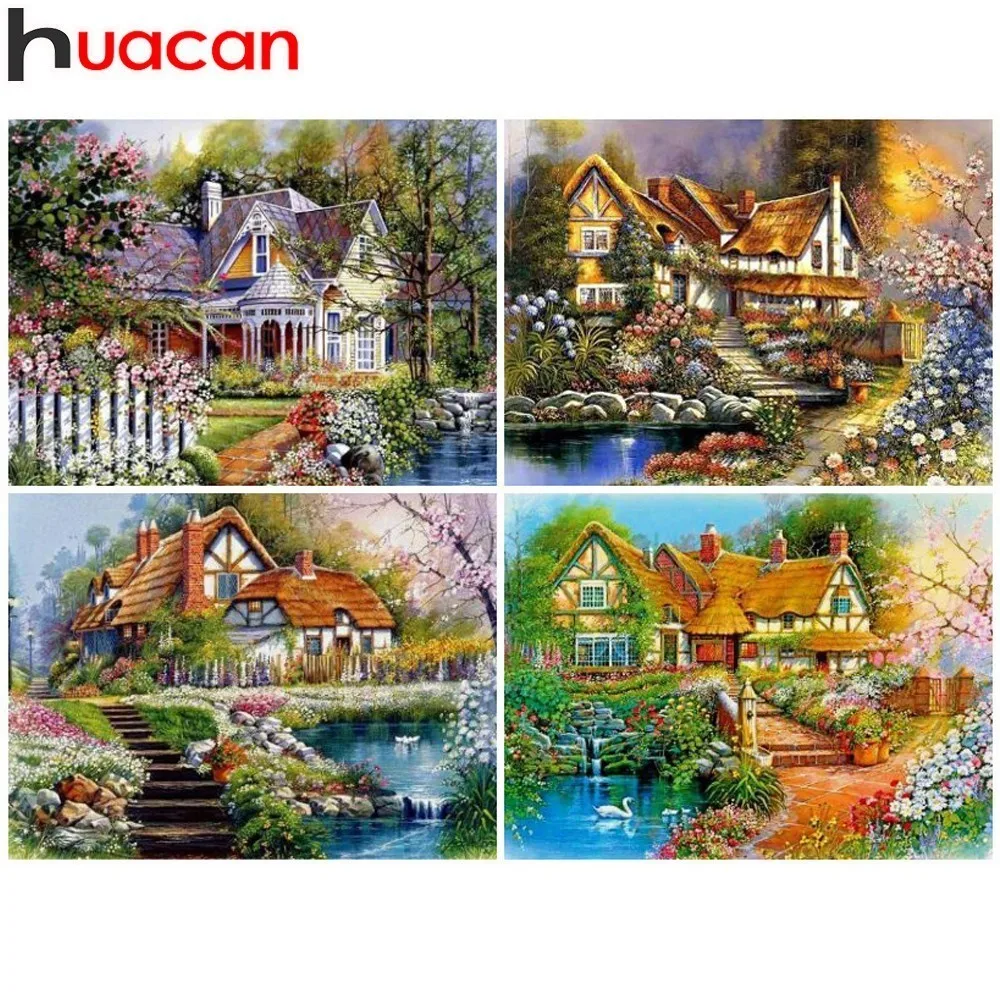 

HUACAN Diamond Embroidery Sale 5D DIY Diamond Painting Full Square Mosaic House Picture Of Rhinestone Home Decor Handmade Gift
