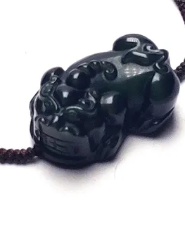 

Koraba Fine Jewelry Natural Black Obsidian Patron Saint Lucky Pendants Handmade Beads Adjust Rope Women Mens Necklace