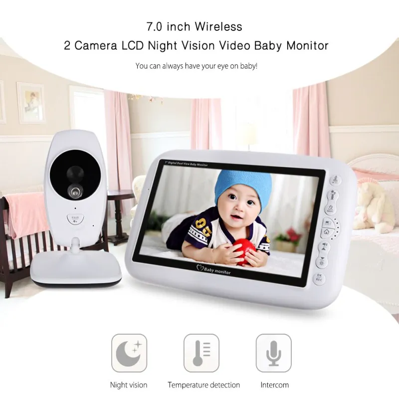 

FIMEI 7.0 inch TFT LCD Wireless Baby Monitor Dual View Video Baby Sleeping Monitor Baby Camera with Infrared Night Vision