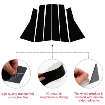 

6PCS Middle Column BC Column sticker For Honda CRV 2012-2016 Shiny Mirror Effect Window Center Pillar Cover