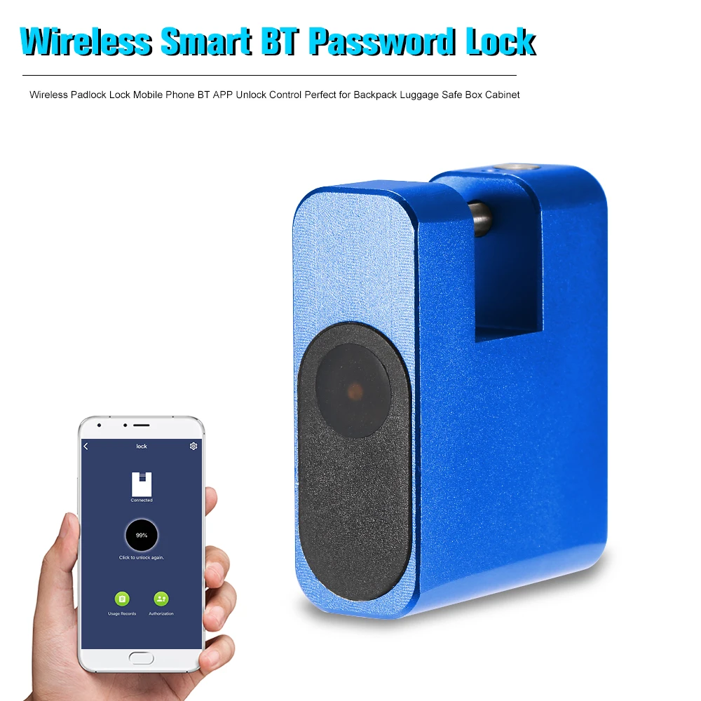 

Smart Lock Keyless Anti-theft Lock Wireless Padlock Lock Mobile Phone BT APP Unlock Control Perfect for Backpack Luggage Safe