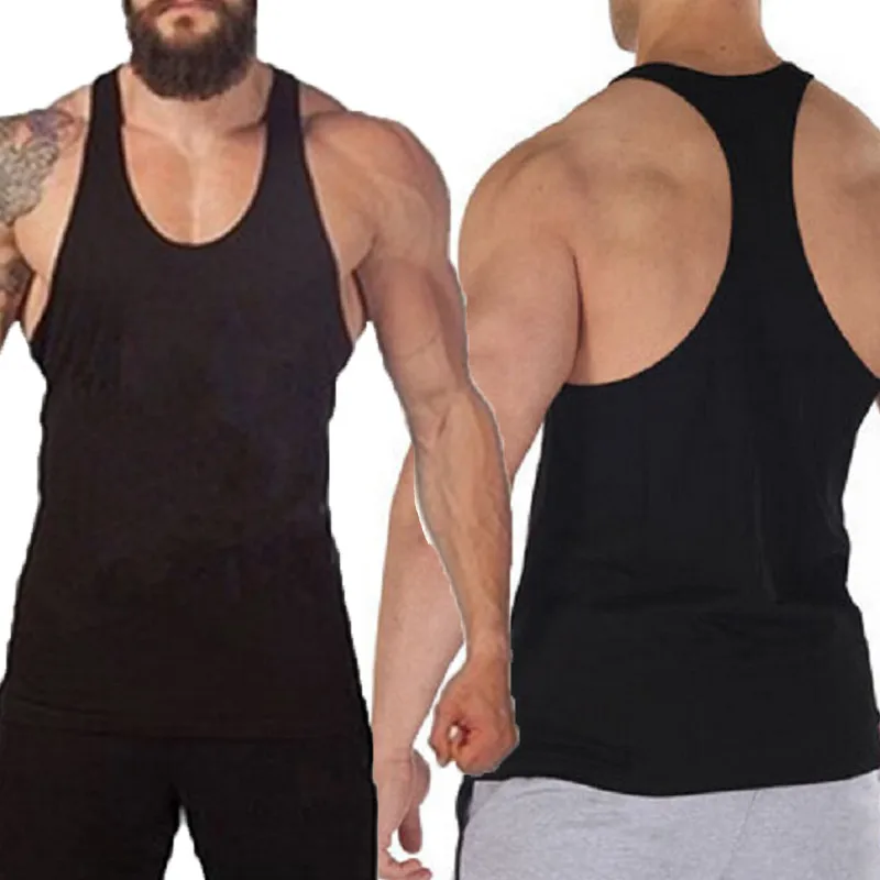 

Men's Close-fitting Vest Fitness Elastic Casual O-neck Breathable H Cotton Gym Men's Tank Top Bodybuilding Fitness Sportswear