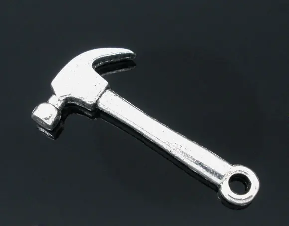 

Lovely 50 PCs Silver Color Hammer Charms Pendants 25x13mm Findings (B04563)