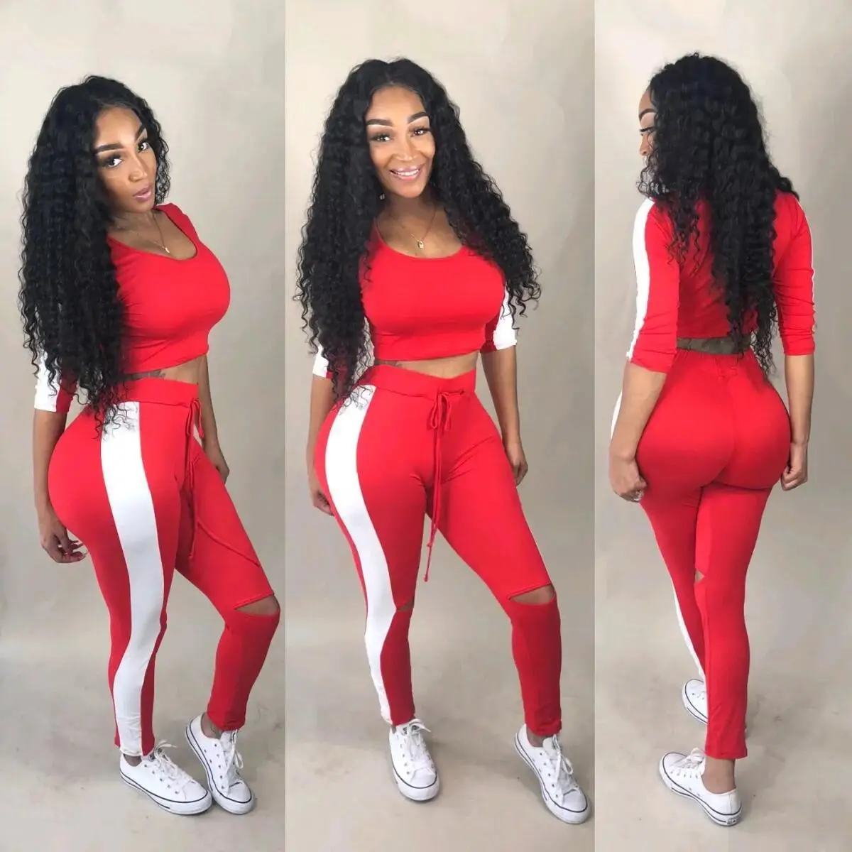 

2PCS Women Ladies Tracksuit Long Sleeve Casual Solid Hoodies Sweatshirt Tops+Pants Sportswear Casual Suit