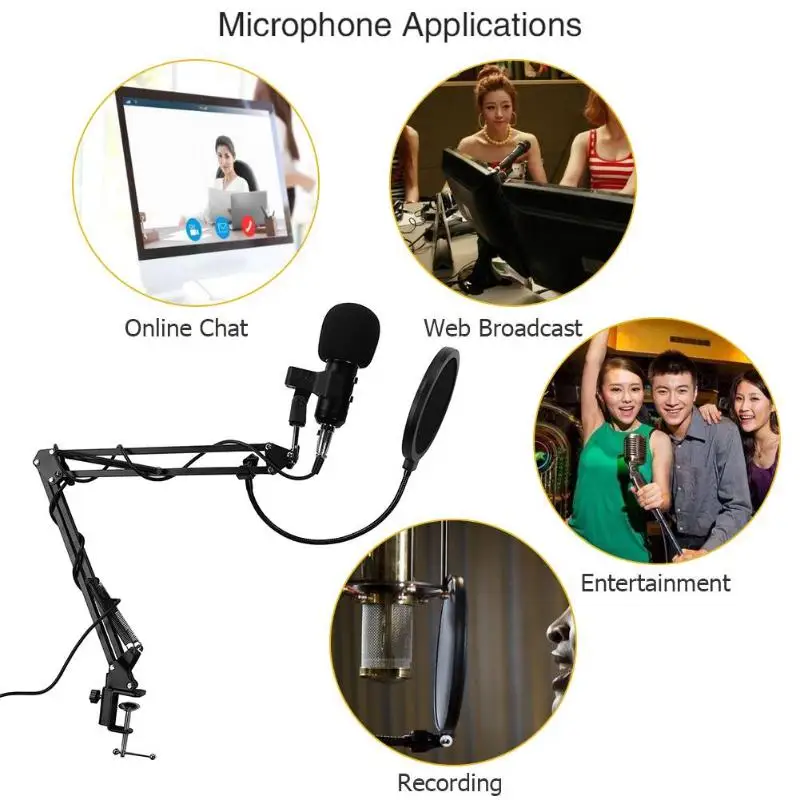 

BM-300 USB Wired Condenser Microphone Studio Karaoke Noise Reduction Mic Anchor Live Microphone Electric contest Microphone