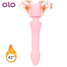 OLO 7 Speed AV Magic Wand Double Vibration Vaginal Massage Clit Stimulator Heating Dildo Sex Toys For Women Lesbian
