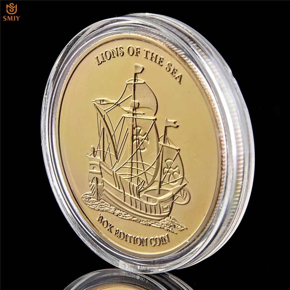 5 шт./лот позолоченная металлическая монета Corsair Lion of The Sea Running Wild Treasure Gold Challenge