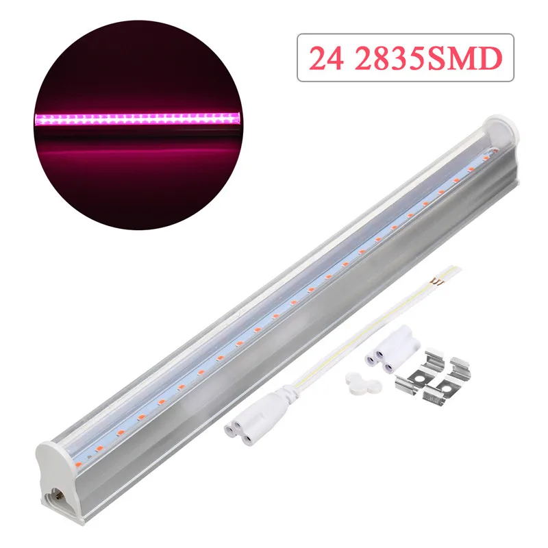 

30cm T5 LED Grow Light Bar Strip 5W Full Spectrum Plant Light Hydroponic Indoor Veg Flower Plant Lamp Kit AC85-265V Pink Light
