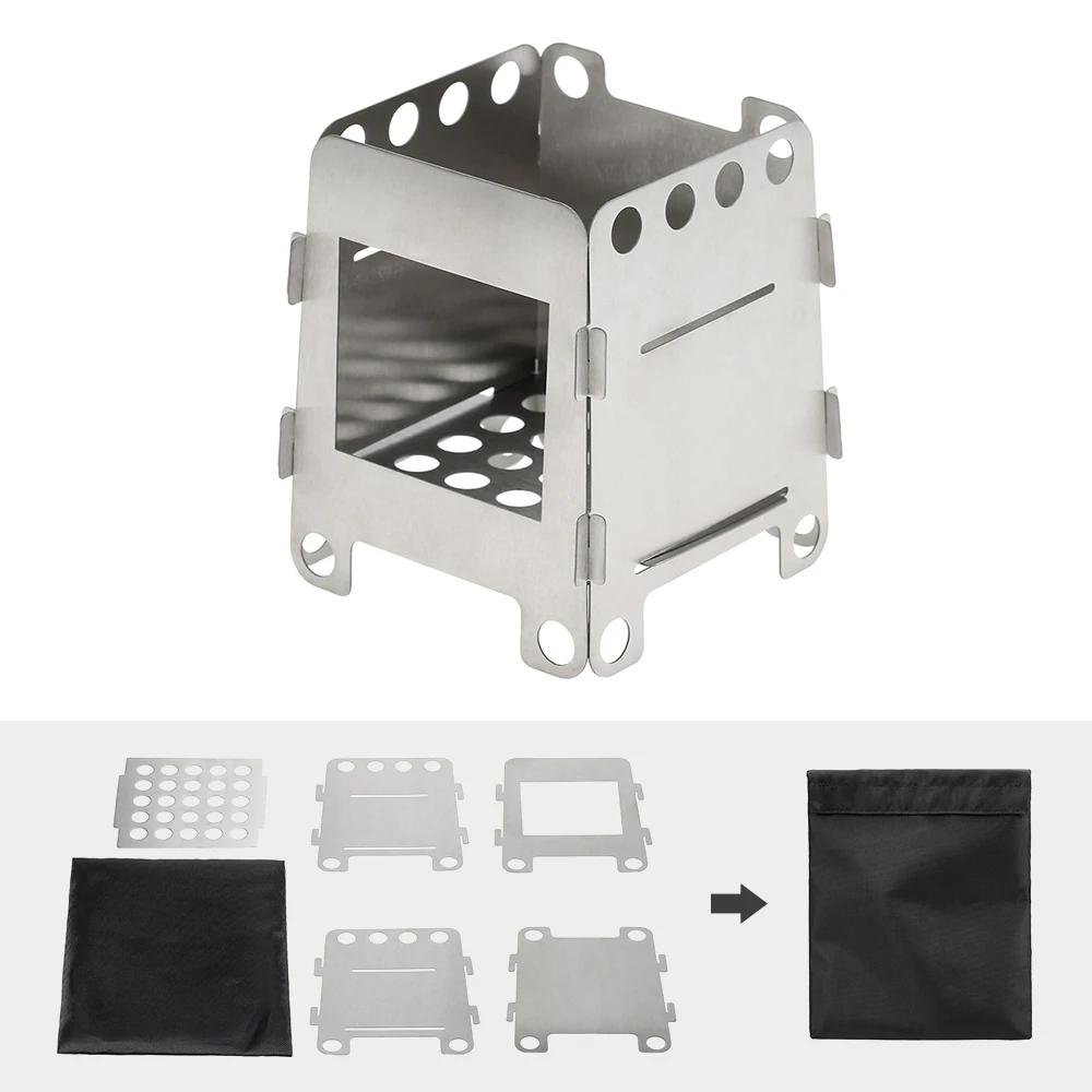 Folding Titanium Wood Stove Portable Outdoor Camping Stove Burning Picnic Cooking Burners for