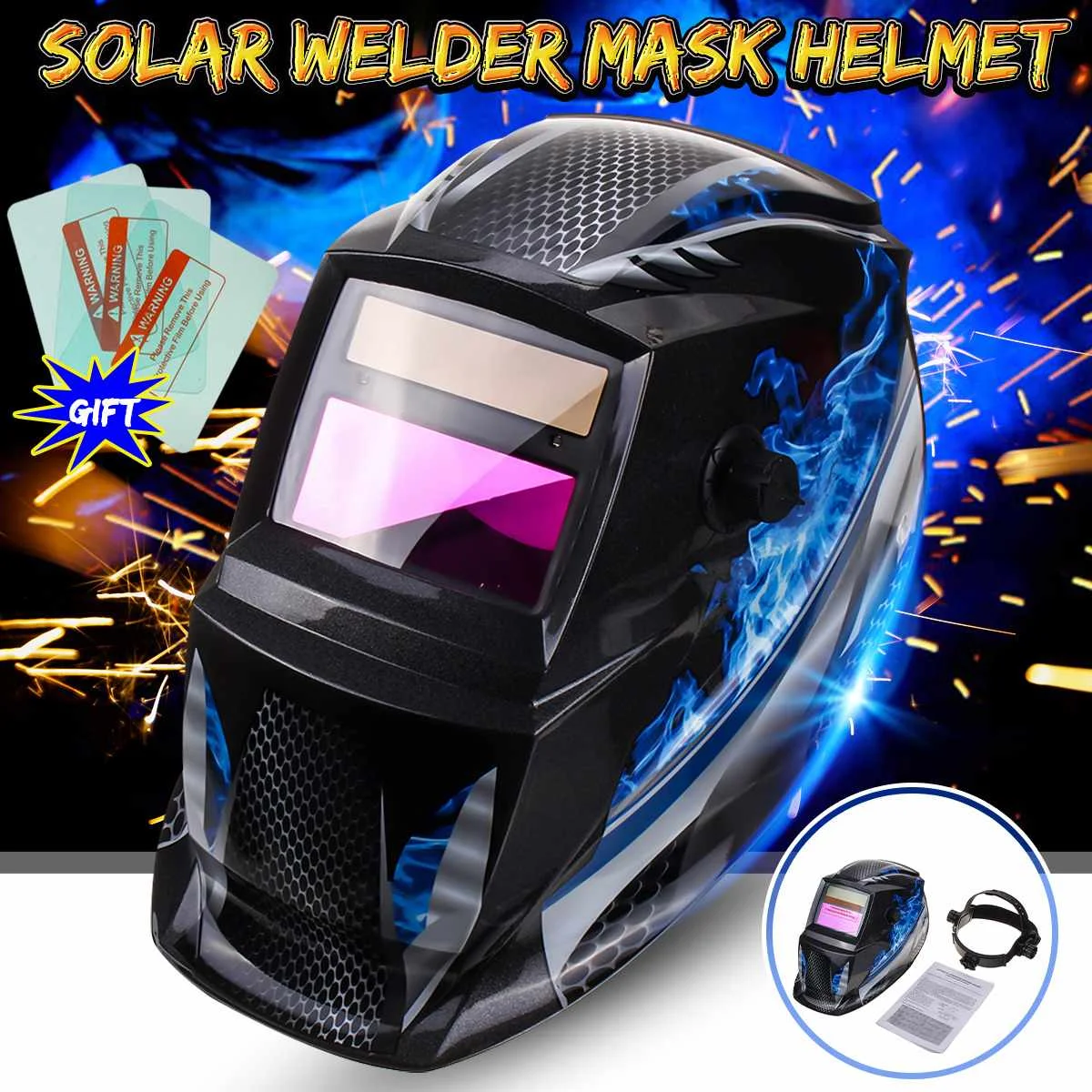 

Solar Welding Helmet Mask Shield Auto Darkening Adjustable DIN 9-13 DIN 4-15 Welder Protective Gear ARC MIG TIG MMA