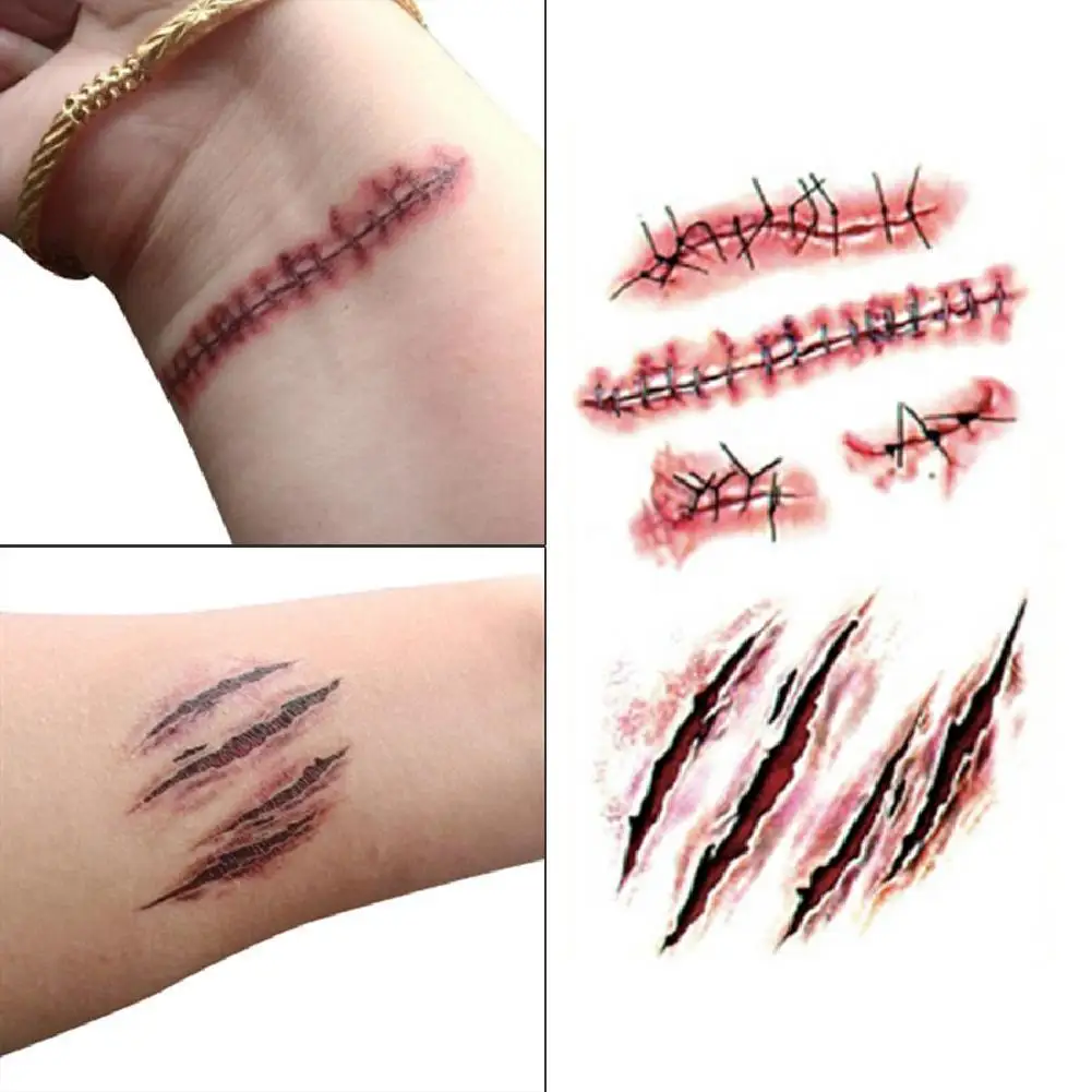 Buy 5 pcs/set Halloween Zombie Scars Tattoos With Fake