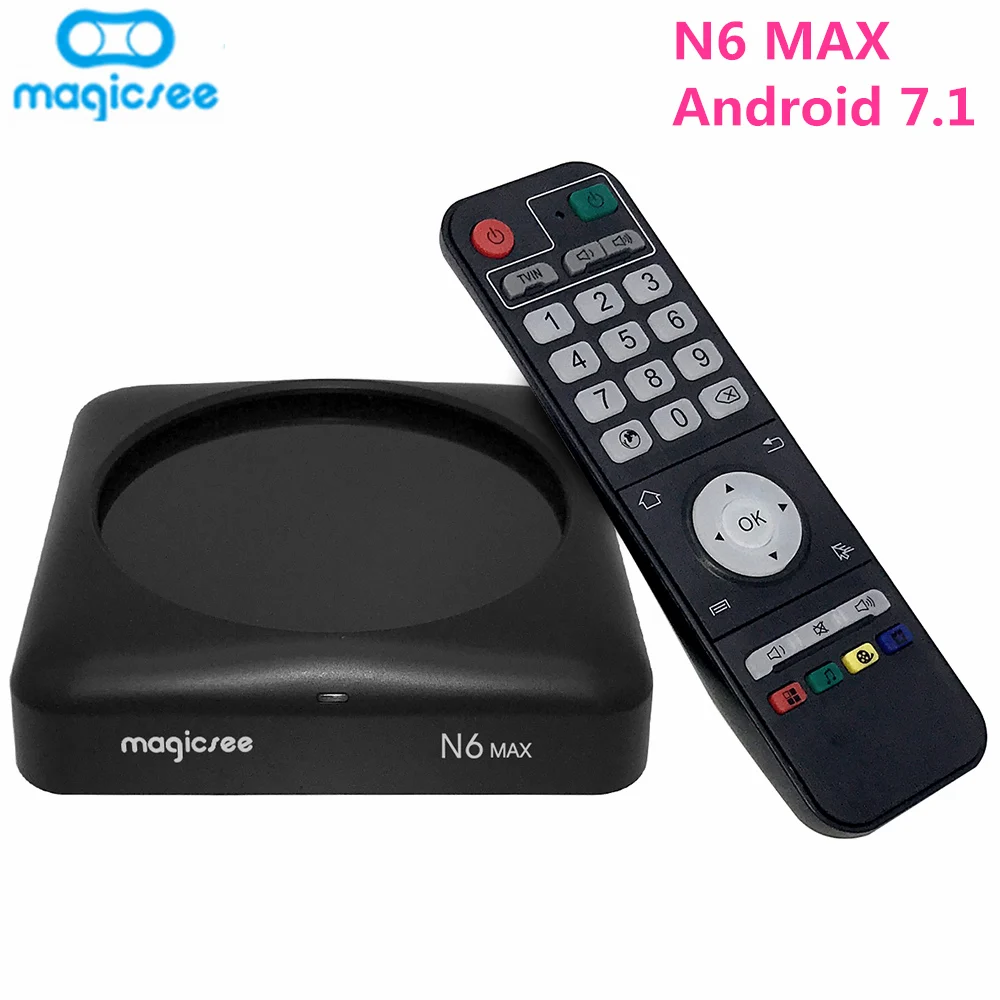 MAGICSEE N6 MAX tv Box Rockchip3399 Android 7 1 4 Гб DDR4 + 32 ГБ rom 2 4G 5GWiFi 1000 Мбит/с USB3.0 OTG BT4.1 поддержка 4K H.265 |