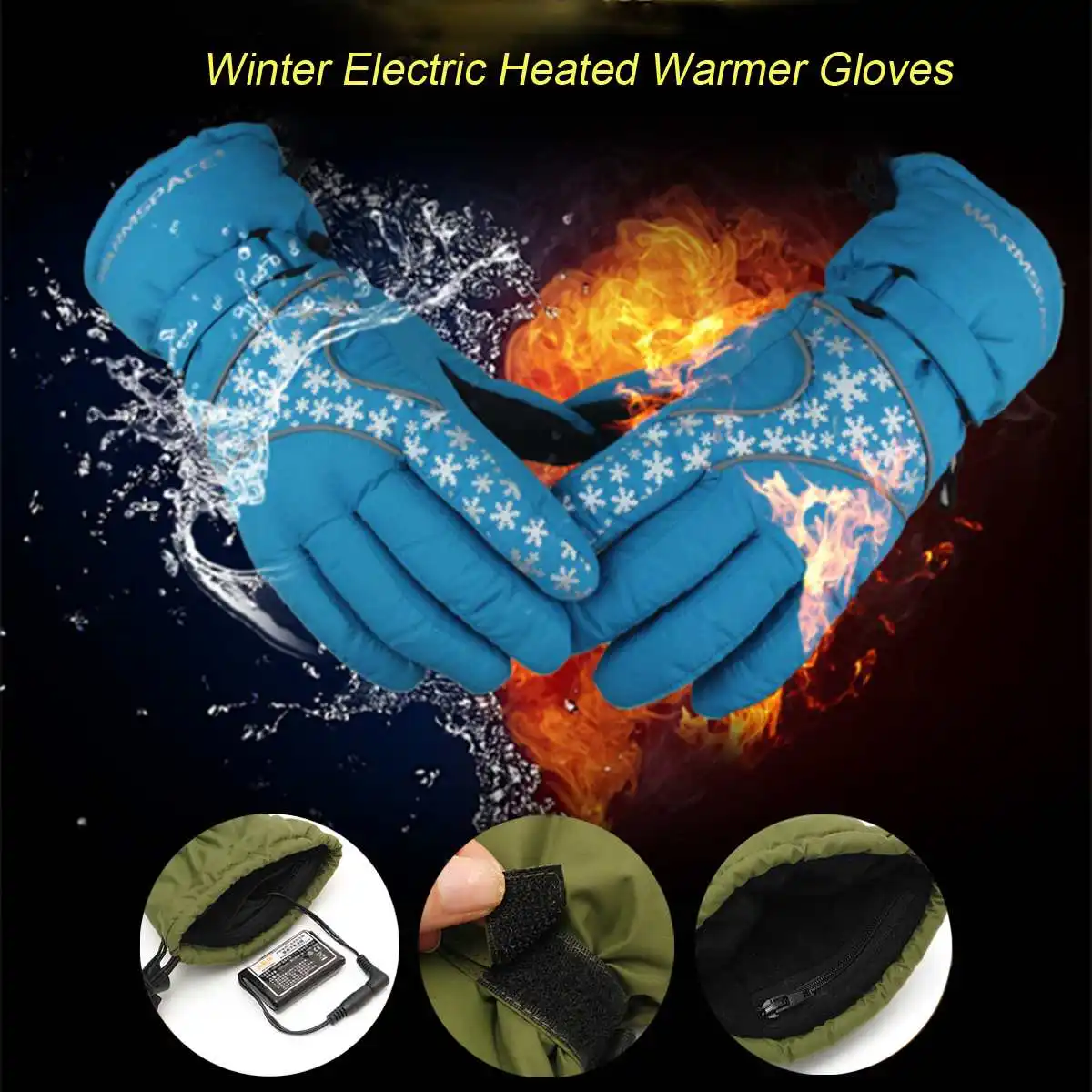 

Rechargeable Electric Heated Gloves Heating Winter gloves Outdoor Sport Warm Waterproof Bicycle Ski Skiing Gloves