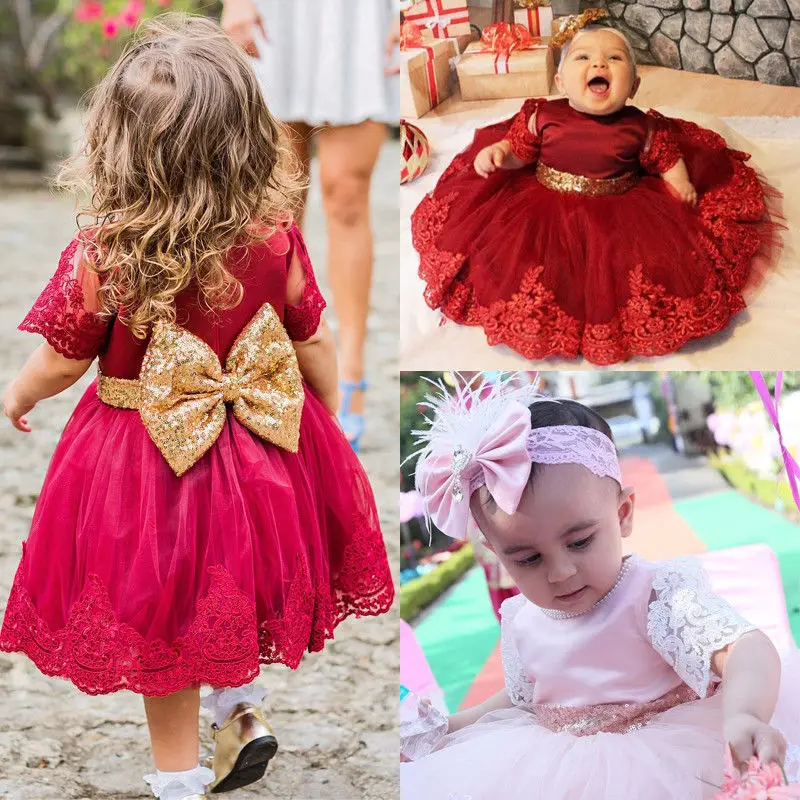 CANIS/Новинка года, одежда для маленьких девочек, платье принцессы, одежда с коротким рукавом, кружевное бальное платье с бантом, платье-пачка, нарядное платье для малышей