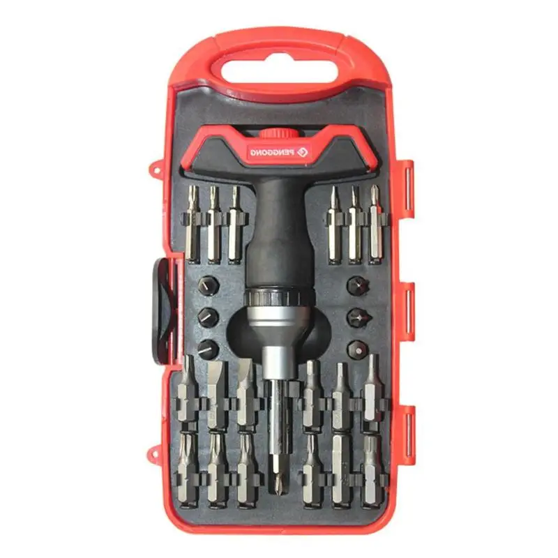 

28pcs/Set Multi-function Screwdriver Kit Home Electric Appliances Repair Tool T-Shape Handle Kit DIY Repair Hand Tools
