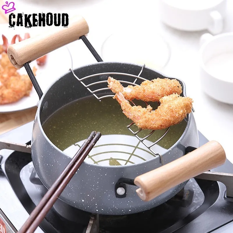 CAKEHOUD японский стиль Tempura сковорода Maifan Камень картофельный горшок Мини Бытовая сковорода антипригарная жареная корзина посуда