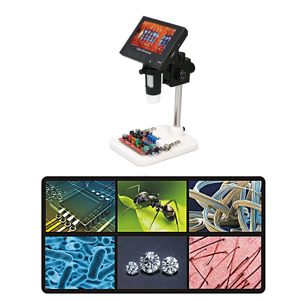 

1000X 4.3" LCD Display Portable Microscope 720P LED Digital Magnifier with Holder for Circuit Board Repair Soldering Tool