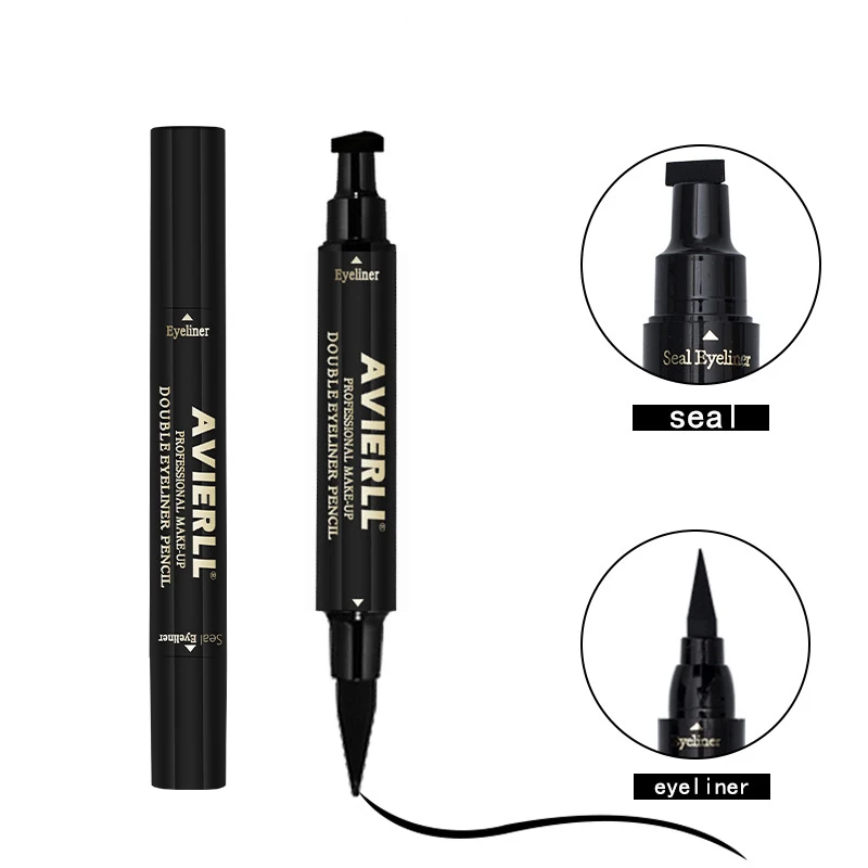 

2 in 1 Black Liquid Eyeliner Stamp Marker Pencil Waterproof Stamp Double-ended Eye Liner Pen Cosmetic Eyliner