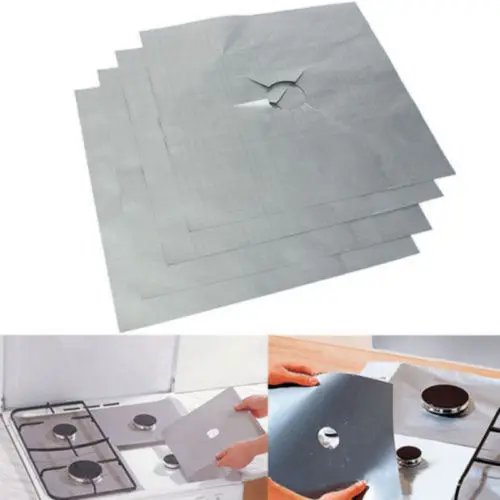 Многоразовая алюминиевая фольга 4 шт. защитное покрытие для газовой плиты крышка тривец/вкладыш многоразовый антипригарный силиконовый Посудомоечная машина Безопасный