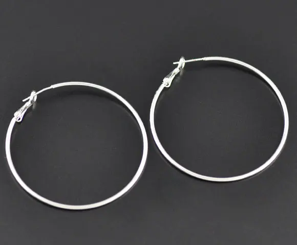 

5 Pairs Silver Plated Women Hoop Earrings 55x50mm (B09192)