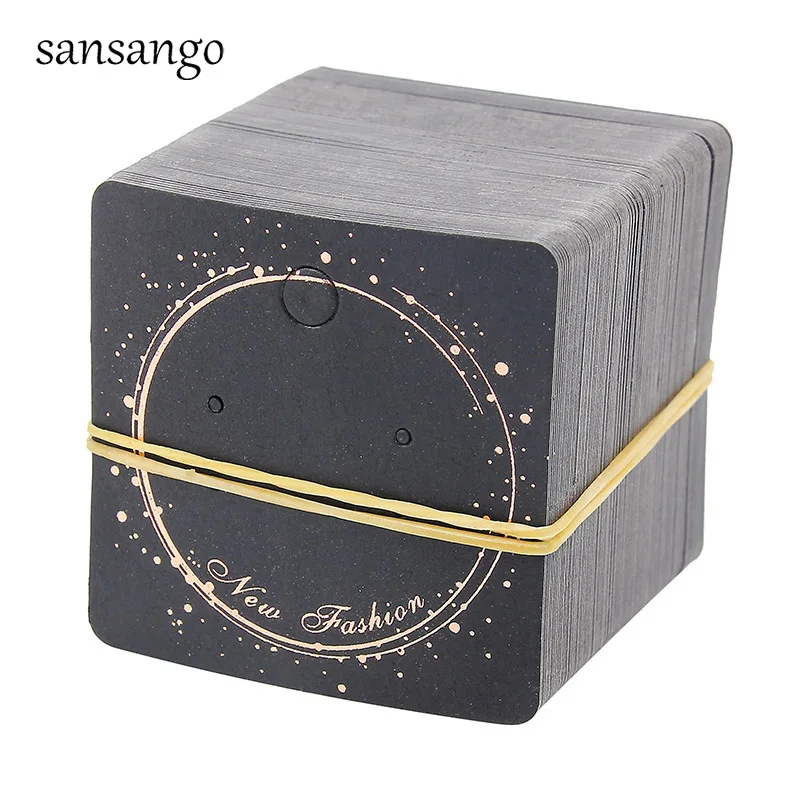 

100Pieces 5X5CM Earrings Dispaly New Fashion Jewelry Black Card Organizer Tags DIY Handmade Earring Stud Packing Card Wholesale